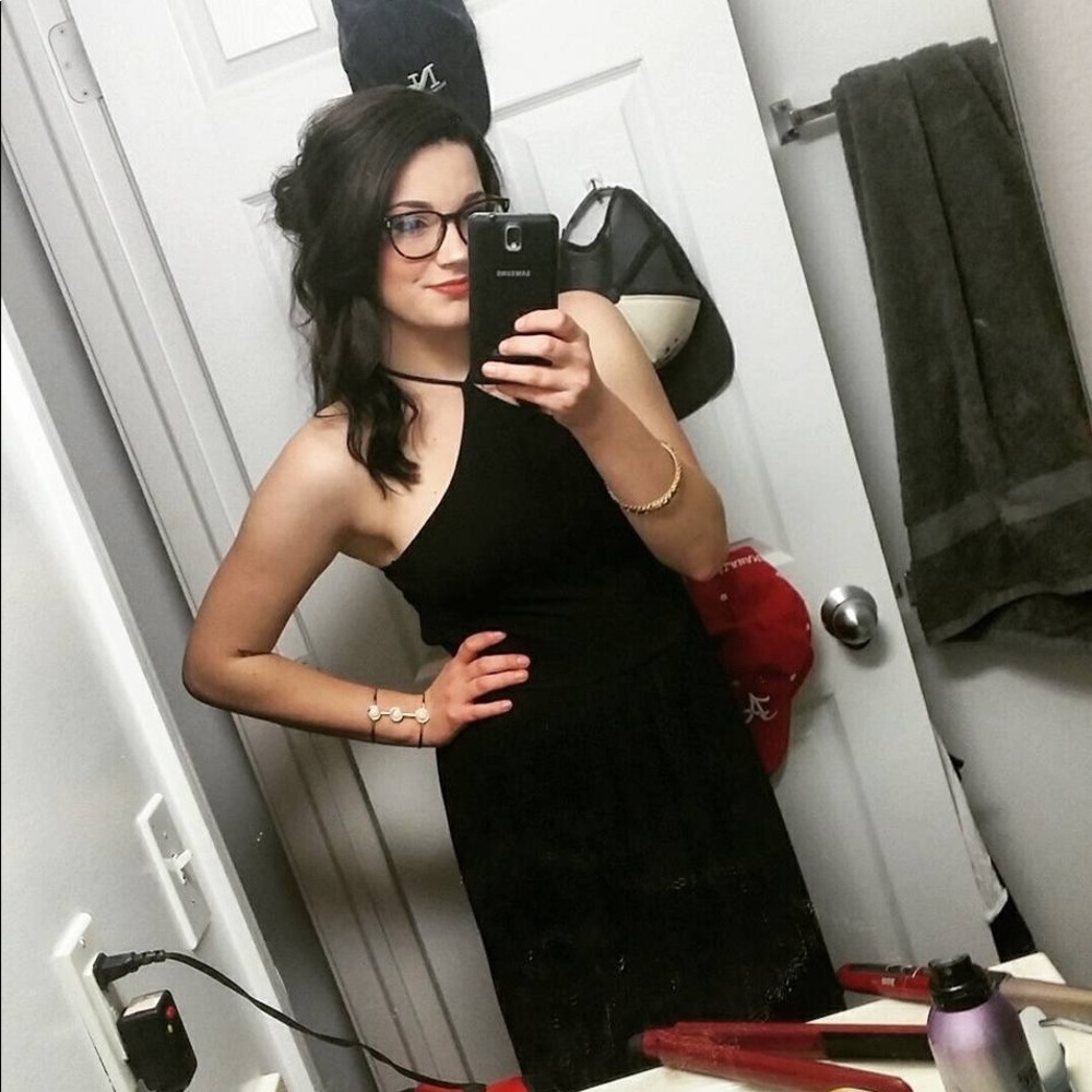 Black Maxi Dress with Cross Strapped Back